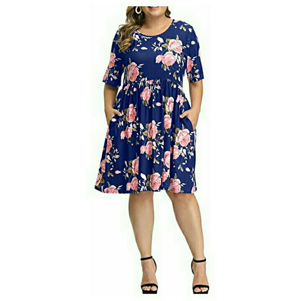 Plus size floral midi dress